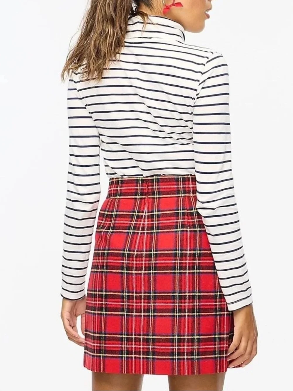 J . Crew womens size 2 red plaid wool tartan a line mini skirt